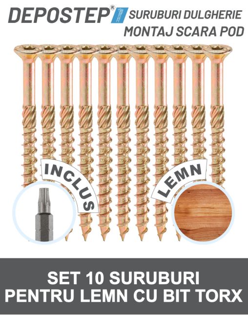 Suruburi dulgherie pentru montajul scarilor Depostep set 10buc
