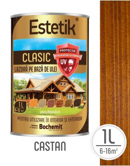 Lazura lemn ESTETIK CLASIC 1L CASTAN, protectie UV