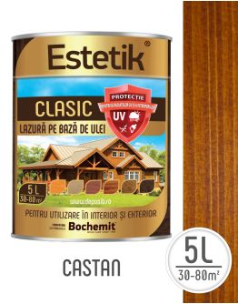 Lazura lemn ESTETIK CLASIC 5L CASTAN, protectie UV