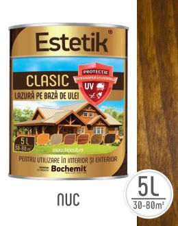 Lazura lemn ESTETIK CLASIC 5L NUC, protectie UV