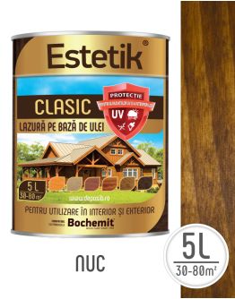 Lazura lemn ESTETIK CLASIC 5L NUC, protectie UV