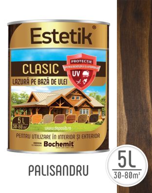 Lazura lemn ESTETIK CLASIC 5L PALISANDRU, protectie UV