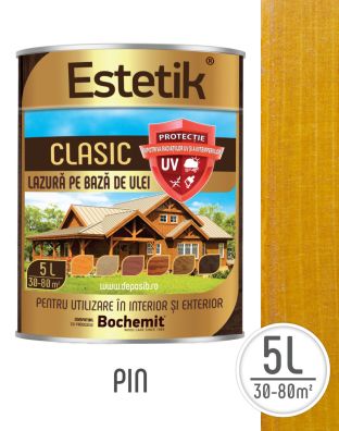 Lazura lemn ESTETIK CLASIC 5L PIN, protectie UV