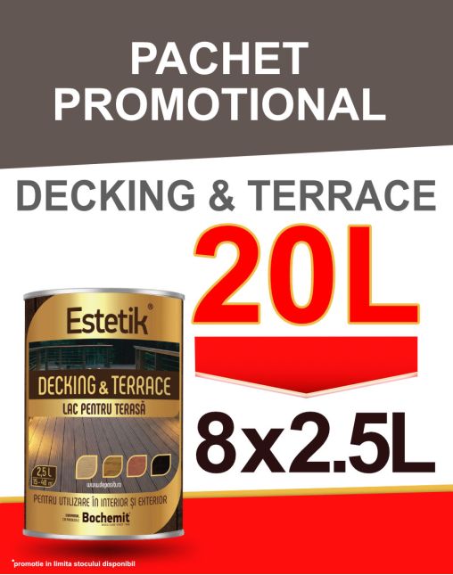 PACHET PROMO Lac pentru lemn ESTETIK DECKING&TERRACE 8x2.5l