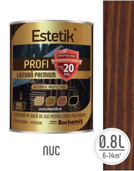 Lazura lemn ESTETIK PROFI 0.8L NUC, protectie avansata UV