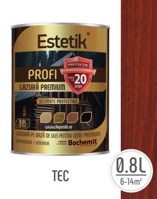 Lazura lemn ESTETIK PROFI 0.8L TEC, protectie avansata UV
