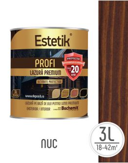 Lazura lemn ESTETIK PROFI 3L NUC, protectie avansata UV