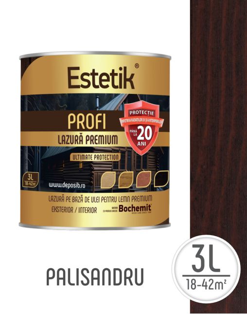 Lazura lemn ESTETIK PROFI 3L PALISANDRU, protectie avansata UV