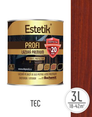 Lazura lemn ESTETIK PROFI 3lL TEC, protectie avansata UV