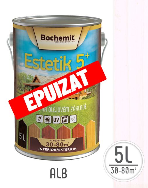 Lazura lemn BOCHEMIT ESTETIK CLASIC 5L ALB, protectie UV