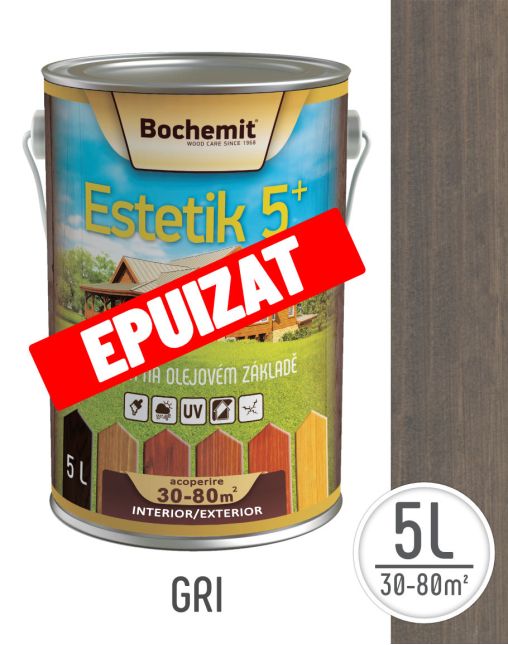 Lazura lemn BOCHEMIT ESTETIK CLASIC 5L GRI, protectie UV