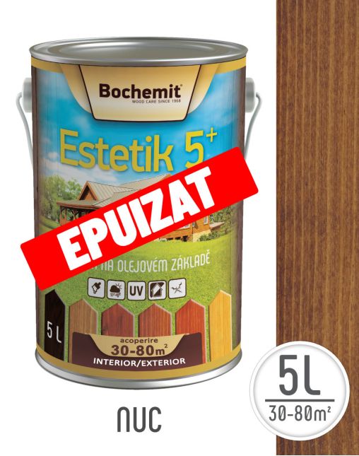 Lazura lemn BOCHEMIT ESTETIK CLASIC5L NUC, protectie UV
