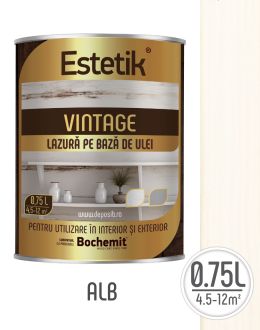 Lazura lemn ESTETIK VINTAGE 0.75L ALB, protectie UV