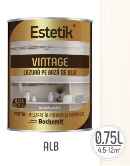 Lazura lemn ESTETIK VINTAGE 0.75L ALB, protectie UV