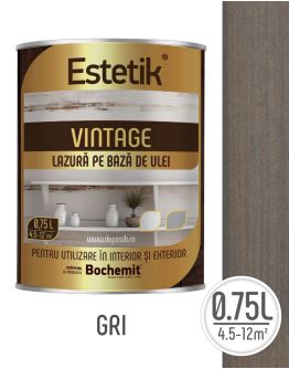 Lazura lemn ESTETIK VINTAGE 0.75L GRI, protectie UV