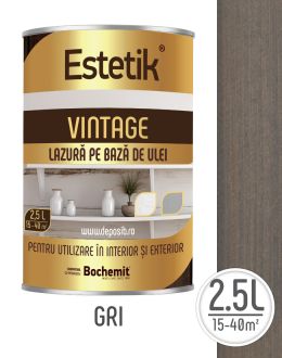 Lazura lemn ESTETIK VINTAGE 2.5L GRI, protectie UV