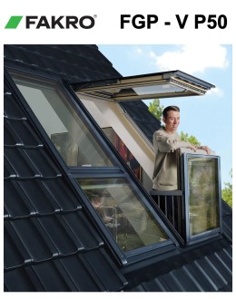 Fereastra mansarda balcon FAKRO FGP-V P50, lemn de pin, 3 sticle
