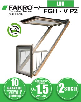 Fereastra mansarda balcon Fakro FGH-V P2 Galeria cu rama inclusa