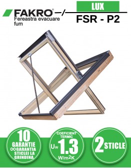 Fereastra mansarda pentru evacuare fum FAKRO FSR P2, lemn de pin, 2 sticle