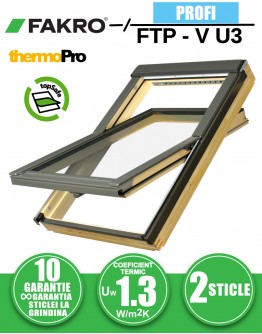 Fereastra mansarda FAKRO FTP-V U3, lemn de pin, 2 sticle