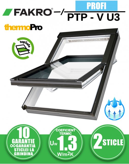Fereastra mansarda FAKRO PTP-V U3, din PVC, 2 sticle