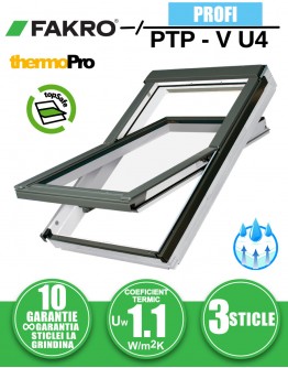 Fereastra mansarda FAKRO PTP-V U4, din PVC, 3 sticle