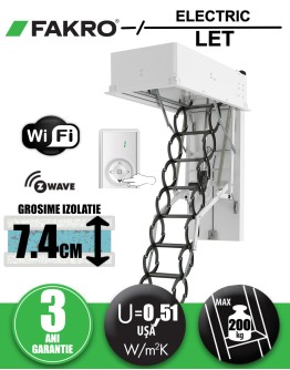 Fakro LET scara pod electrica, din metal, cu actionare prin Wifi sau Z-Wave