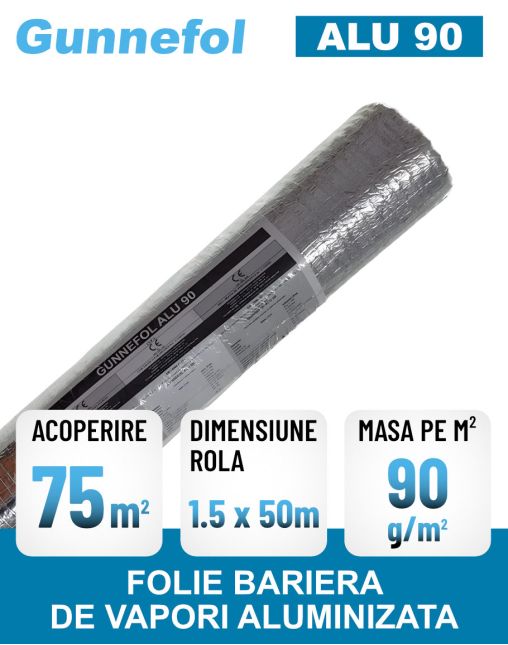 Folie bariera de vapori aluminizata GUNNEFOL ALU 90