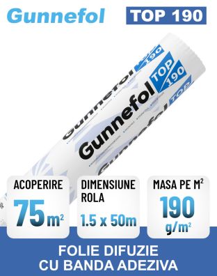 Folie anticondens si difuzie cu banda adeziva GUNNEFOL TOP 190