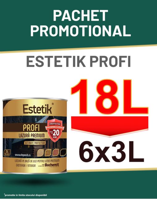 Pachet Promo Lazura Estetik Profi 6x3L=18L, 108-252 mp