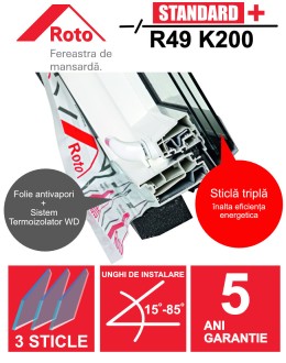 Fereastra mansarda Roto R49 K200 PVC