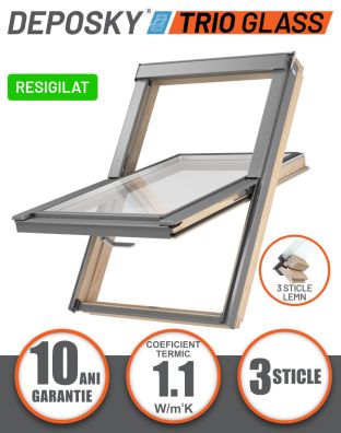 PRODUS RESIGILAT - Fereastra mansarda DEPOSKY TRIO GLASS 78x118, 3 sticle, maner jos
