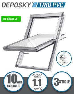 PRODUS RESIGILAT - Fereastra mansarda DEPOSKY TRIO PVC, 55x78, 3 sticle, maner jos
