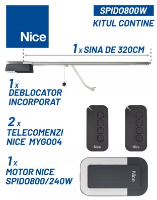 Kit automatizare usa garaj NICE SPIDO800W cu actionare WIFI
