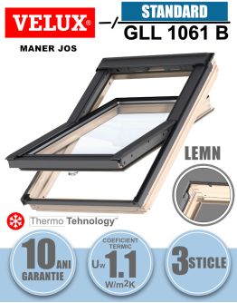 Fereastra mansarda VELUX GLL 1061B, lemn, 3 sticle, maner jos