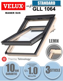 Fereastra mansarda VELUX GLL 1064, lemn pin, maner sus