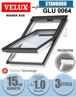 Fereastra mansarda VELUX GLU 0064, poliuretan, maner sus