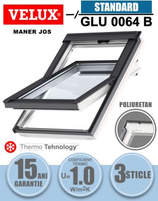 Fereastra mansarda VELUX GLU 0064 B, poliuretan, maner jos