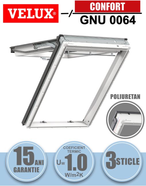 Fereastra mansarda VELUX GNU 0064 deschidere in partea superioara