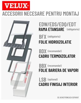 Fereastra mansarda VELUX GGL 3068, lemn de pin, 3 sticle, maner sus
