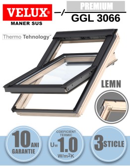 Fereastra mansarda Velux GGL 3066, lemn de pin, 3 sticle, maner sus