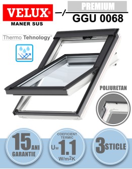 Fereastra mansarda Velux GGU 0068, poliuretan, 3 sticle, maner sus