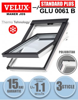 Fereastra mansarda Velux GLU 0061B, poliuretan, 3 sticle, maner jos