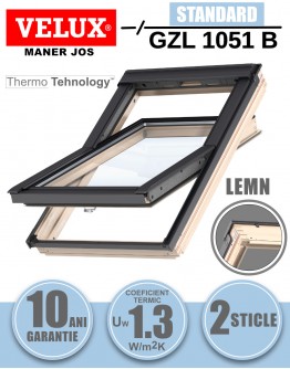 Fereastra mansarda Velux GZL 1051 B, lemn, 2 sticle, maner jos