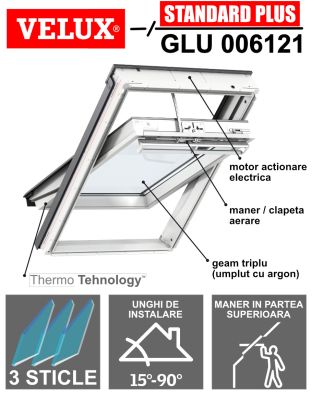 Fereastra mansarda VELUX GLU 006121, electrica, poliuretan, 3 sticle