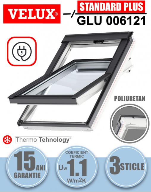 Fereastra mansarda Velux GLU 006121 electrica, poliuretan, 3 sticle