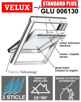 Fereastra mansarda VELUX GLU 006130, solara, poliuretan, 3 sticle