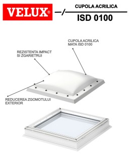 Cupola acrilica mata pentru fereastra terasa Velux ISD 0100