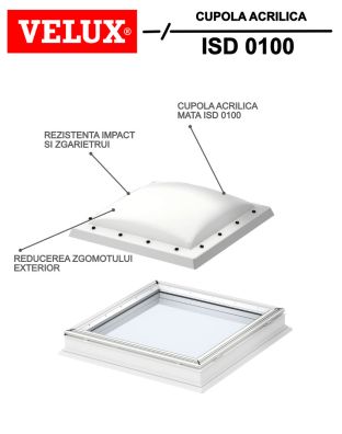Cupola acrilica mata pentru fereastra terasa VELUX ISD 0100