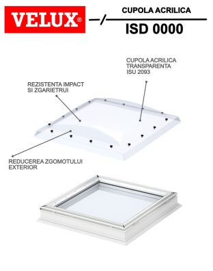 Cupola acrilica transparenta fereastra terasa VELUX ISD 0000